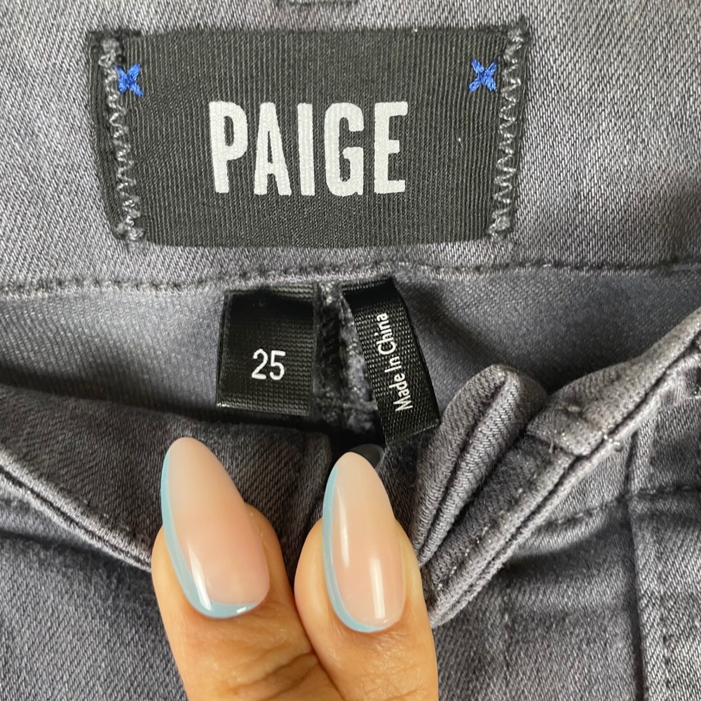 Paige Mayslie Jogger Pants Women 25 Charcoal Grey Slim Utility Cargo Ankle Zip - Picture 3 of 9